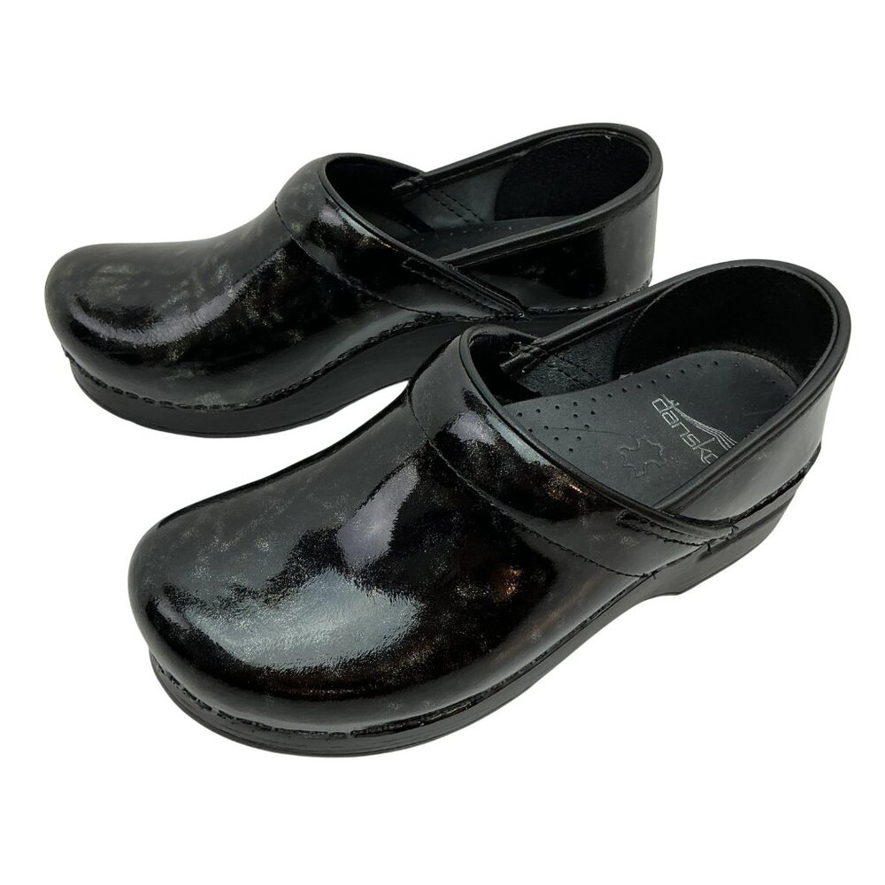 Dansko Pro Patent Leather Metallic Clogs Nurse Work Womens 36 Italy Made